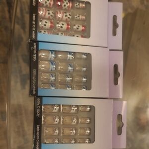 Charming Panda Press-On Nails Set - Red and White